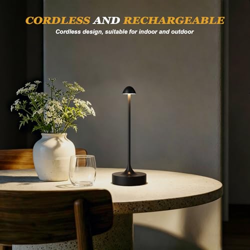 Cordless Rechargeable Table Lamps — Black, Set of 2 - view 2