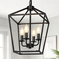 4-Light Industrial Black Lantern Chandelier
