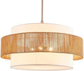 24'' Rattan Large Drum Chandeliers,5 Light Boho Pendant Light