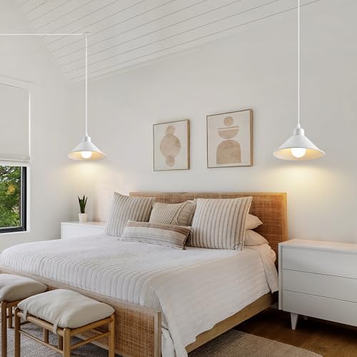 8.2IN 2 Pack White Plug-in Pendant Lights
