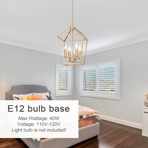 MELUCEE 4-Light Gold Farmhouse Chandelier