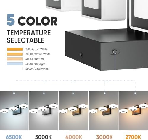 3-Light Matte Black LED Bathroom Vanity Light