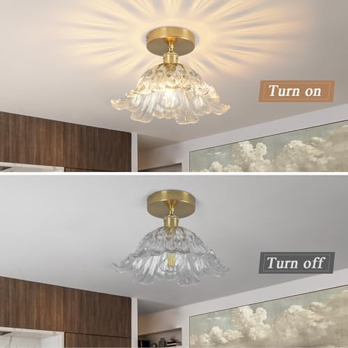 11" Vintage Transparent Semi Flush Mount Ceiling Light