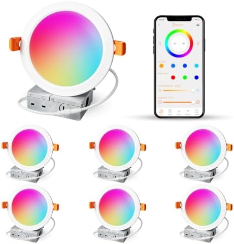 iLC 6 Inch Color Changing LED Recessed Lights, 6 Pack