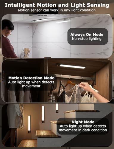 12" Under Cabinet Lighting Wireless, Remote, Motion Sensor, 4Pack