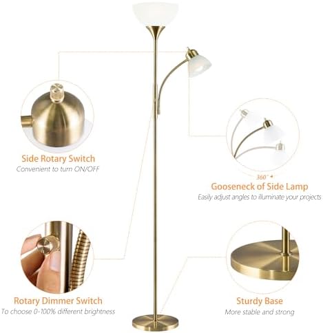 Dimmable Floor Lamp with 9W and 5W LED Bulbs