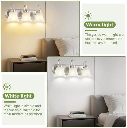 3 Light Brushed Nickel Bathroom Vanity Light