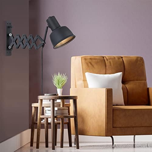 COSYLUX Industrial Plug-in Swing Arm Wall Sconce, Black