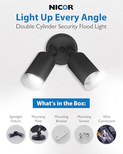 NICOR Lighting 100W Adjustable Double-Head Flood Light
