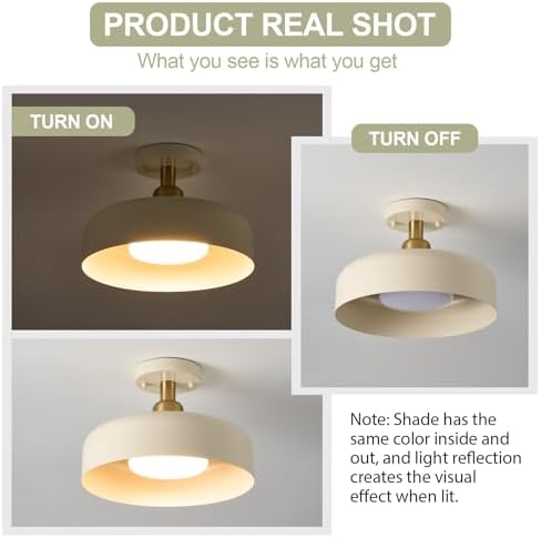 12.6 Inch Brass Accent Semi Flush Mount Ceiling Light