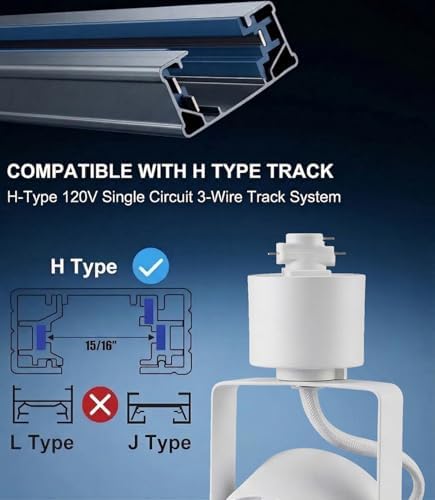 10W H Type LED Track Lighting Heads, 20-Pack