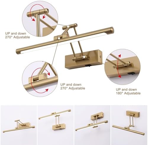 Rechargeable Battery Picture Light, Brass, 16”