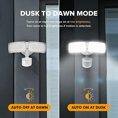 LUTEC 38W Motion-Activated Dual-Head Floodlight, White