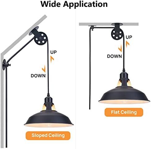 Lomoky Black Barn Plug-In Pendant Light, 2 Pack
