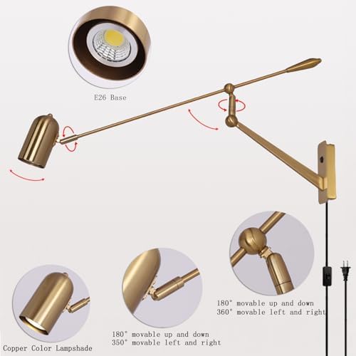Adjustable Directional Plug-In Wall Sconce, Long Arm