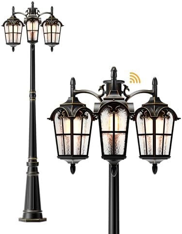 EDISHINE Black Dusk-to-Dawn Outdoor Post Light with Pier Mount Base
