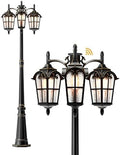 EDISHINE Black Dusk-to-Dawn Outdoor Post Light with Pier Mount Base