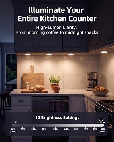 EZVALO RGB Under Cabinet Puck Lights, Motion Sensor