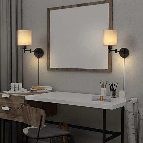 CADUKE Plug-in Swing Arm Wall Sconces, Set of 2
