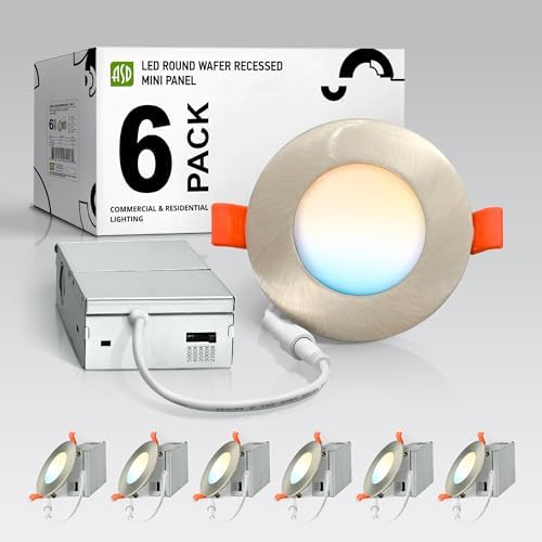 ASD 6 Pack 3 Inch LED Recessed Light 6W, 5 CCT 2700K-5000K CRI90+, IC