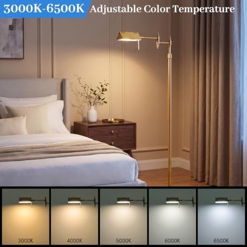 Bairth Gold Dimmable Reading Floor Lamp with Remote