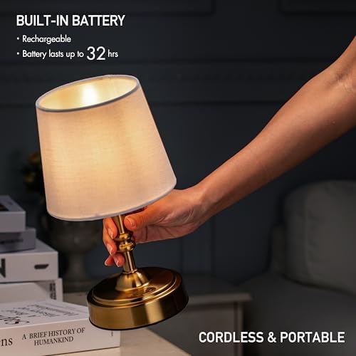 O’Bright Seraph mini – Cordless LED Table Lamp, Antique Brass