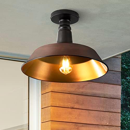 JONATHAN Y Camila 14" Industrial Semi Flush Mount, Black/White