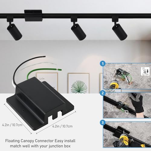 4-Light LED Track Lighting Kit, 3.3FT H Rails, Black