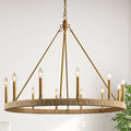 40-Inch 12-Light Rattan Chandelier