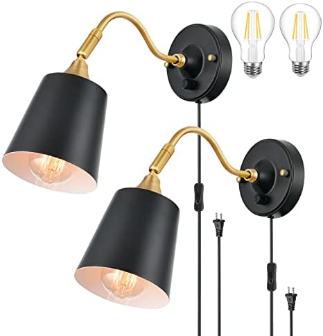 TRLIFE Dimmable Plug-In Wall Sconces, 2 Pack