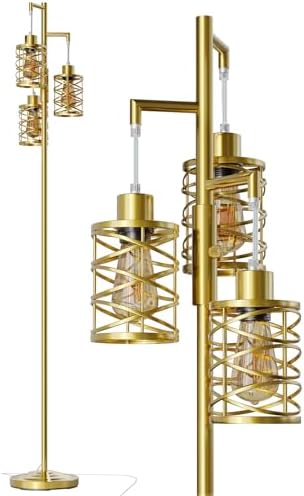 Oneach 70" Dimmable Gold 3-Bulb Floor Lamp