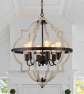 MEIXISUE 6-Light Farmhouse Rustic Chandelier, ORB+Oak Finish