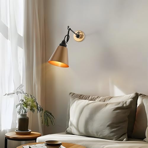 LOG BARN Modern Gold Swing Arm Wall Sconces, Set of 2