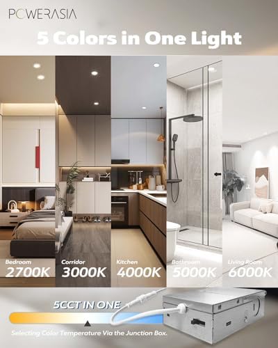 POWERASIA 6 Pack 6 Inch Canless LED Recessed Lighting