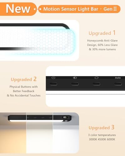 WILLED Rechargeable Under Cabinet Light Bars, 2 Pack