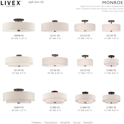 Livex Lighting 3-Light Semi Flush Ceiling Light, Bronze