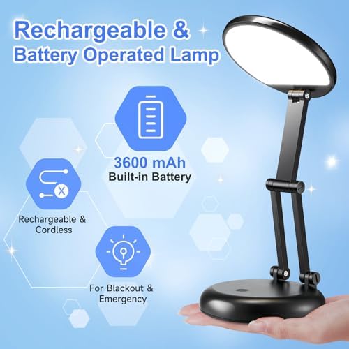 Rechargeable Cordless Desk Lamp, 3600mAh, Foldable