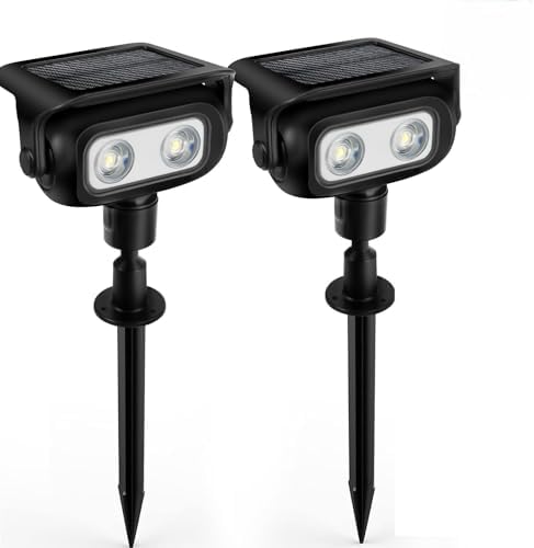 Solar Outdoor Motion Sensor Spotlights, 2 Pack, Warm Yellow
