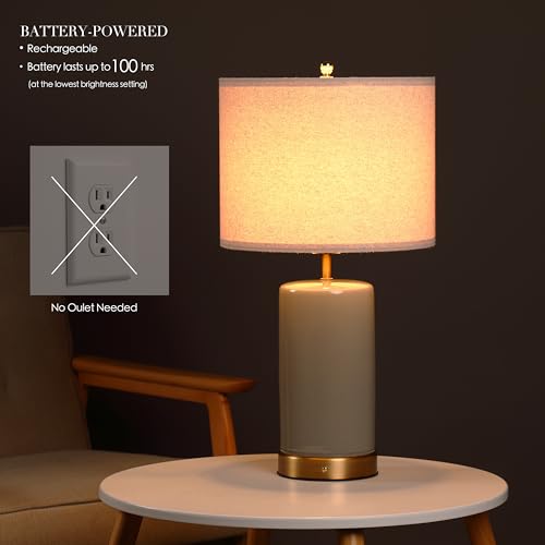 O’Bright Dune 24-Inch Cordless Ceramic Table Lamp — Stone Grey - view 2