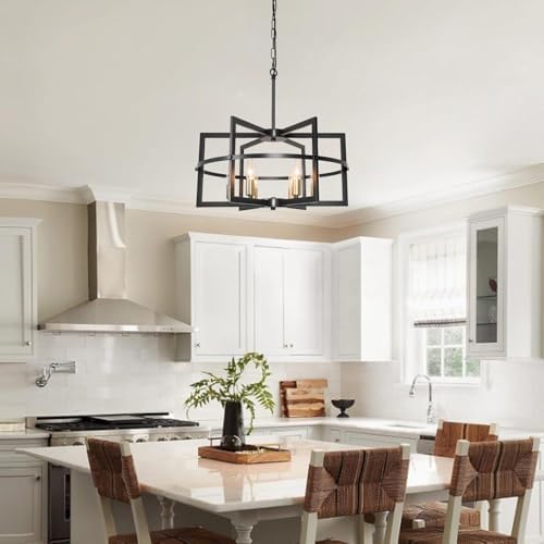 Modern Farmhouse Industrial Metal Pendant Light, Adjustable Height