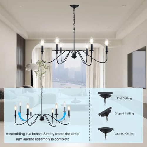 Miluolan Black 6-Light Farmhouse Chandelier