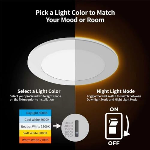 Meconard 6 Pack 4 Inch LED Recessed Lighting