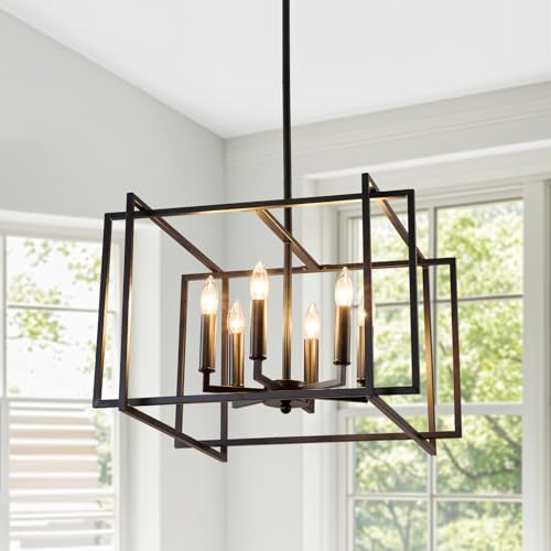 UOFUS 6-Light Black Farmhouse Chandelier