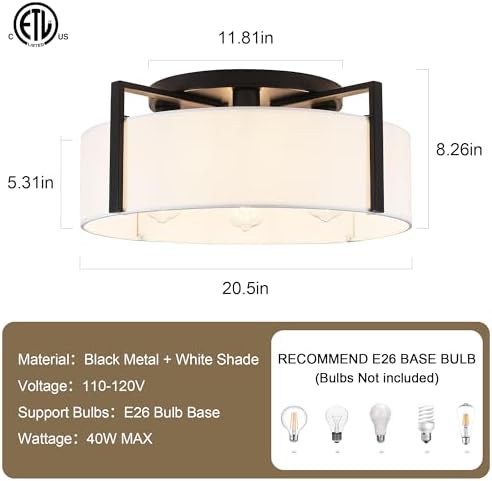 20.5" 4-Light Semi Flush Mount Ceiling Light