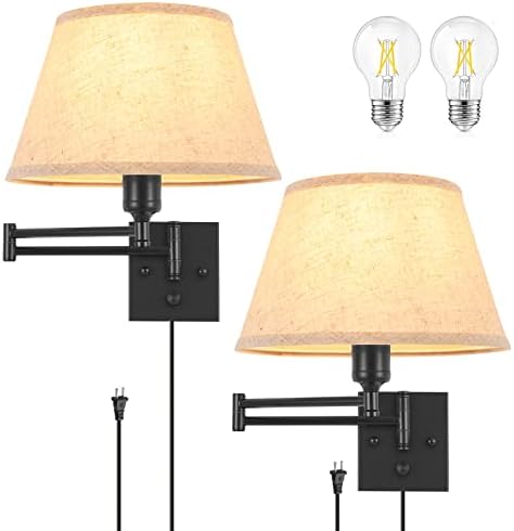 TRLIFE Dimmable Plug-in Swing Arm Wall Sconces, 2 Pack