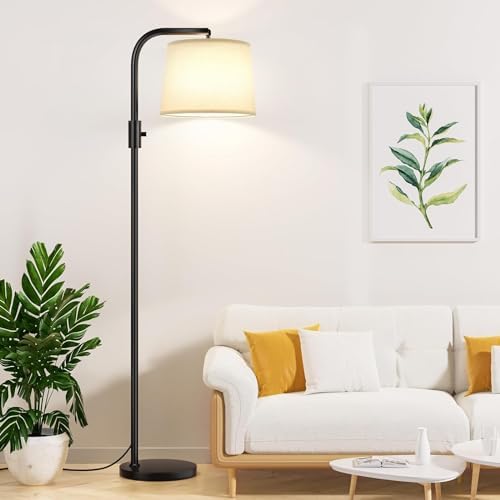 Ambimall Arc Floor Lamp, Rotary Switch, Linen Shade