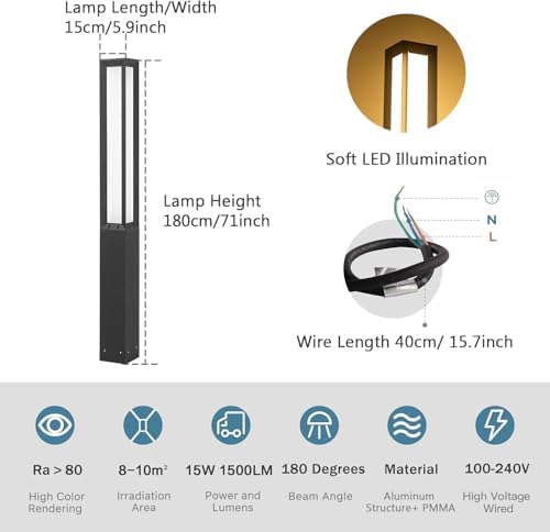 MVBT 71" IP65 Waterproof Outdoor Bollard Path Lights