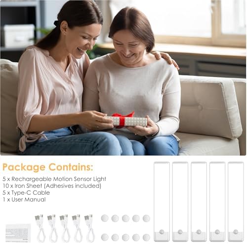 5-Pack Motion Sensor Under Cabinet Lights, 7.9 inch