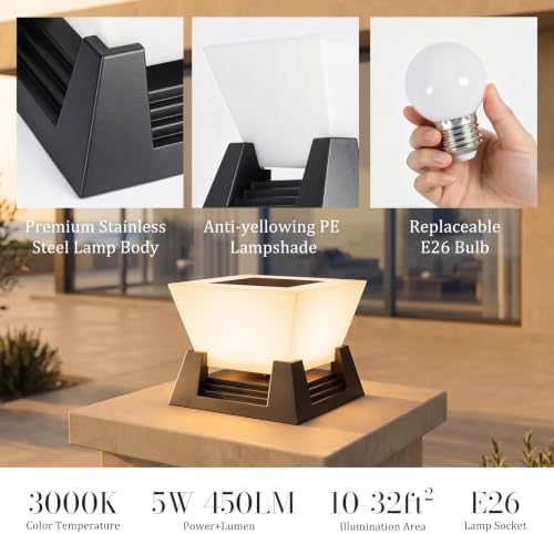 11.02" Outdoor Post Light, IP54 Waterproof