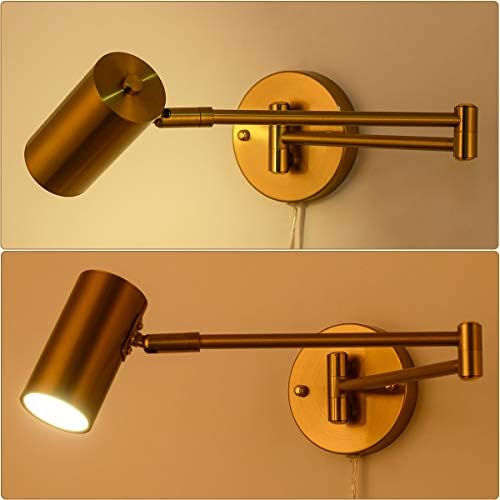 Gold Plug-in Wall Sconces, Set of 2